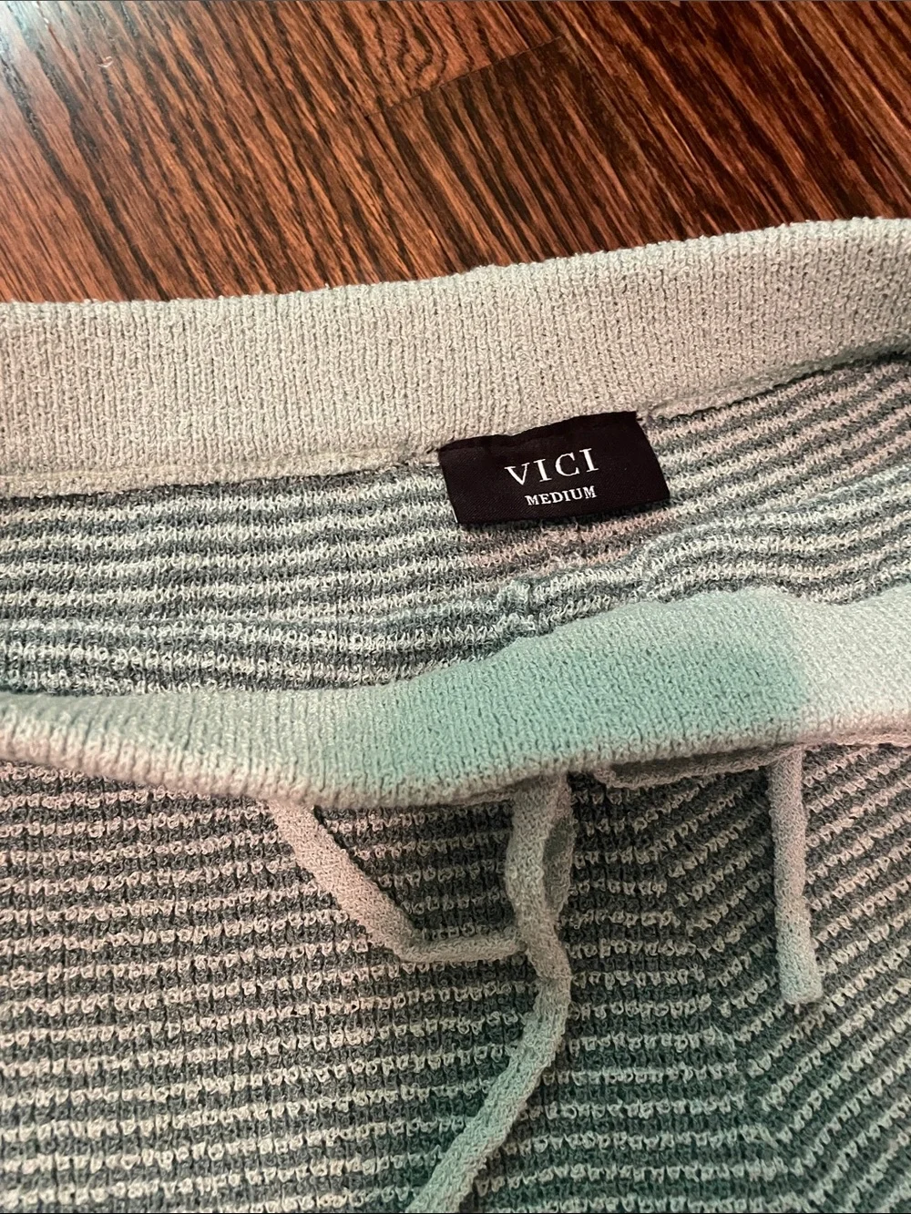 VICI Striped Knit Collared Two-Piece Set in Mint Green, NWOT